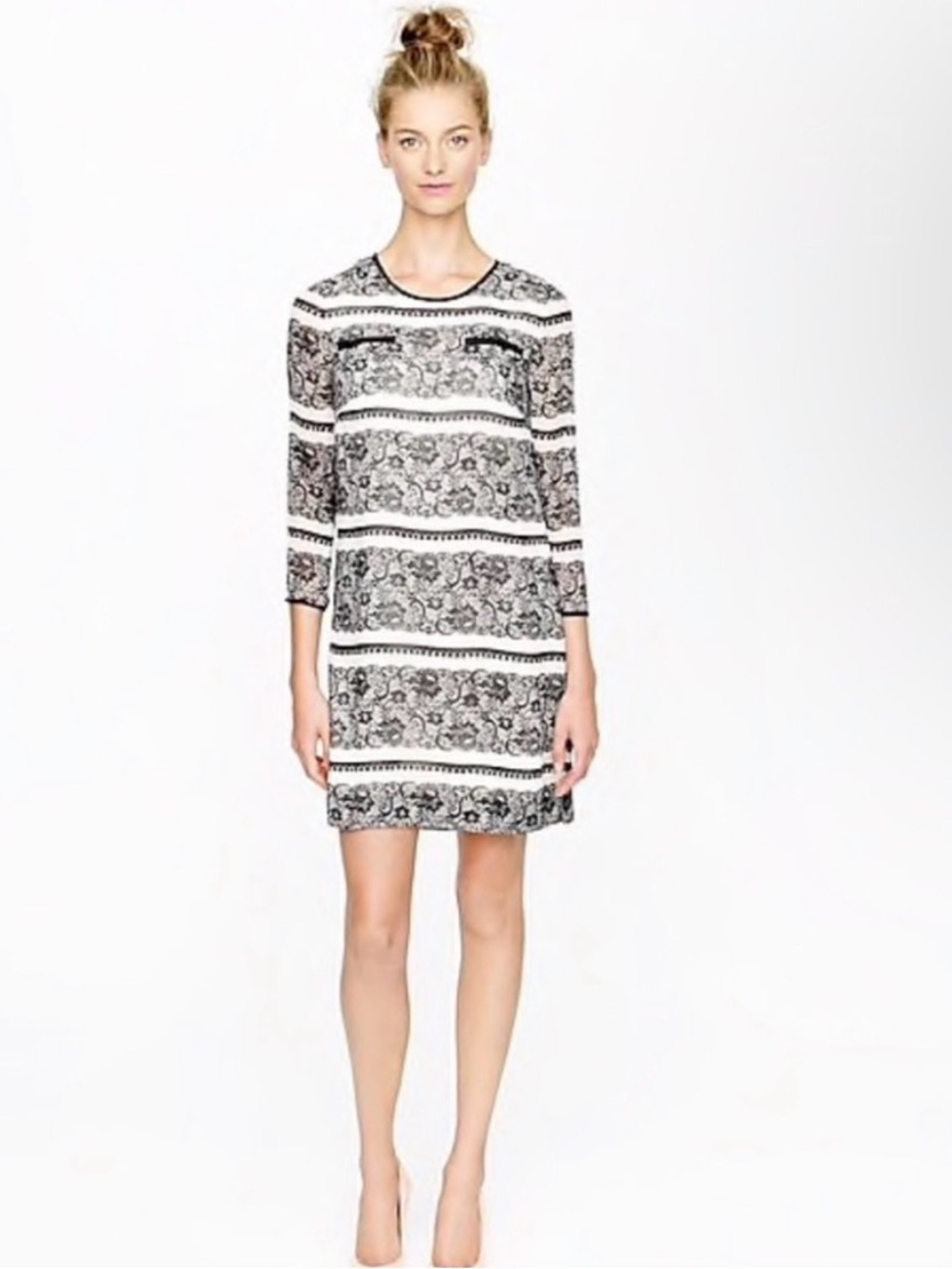 J. Crew Collection Silk Jules Dress Black and White Sz 6 Womens